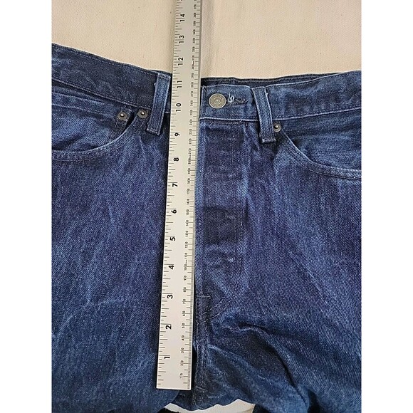 Levis Mens 501 30x30 * Jeans Straight Button Fly Mid Rise Cotton Dark Blue - Picture 6 of 13